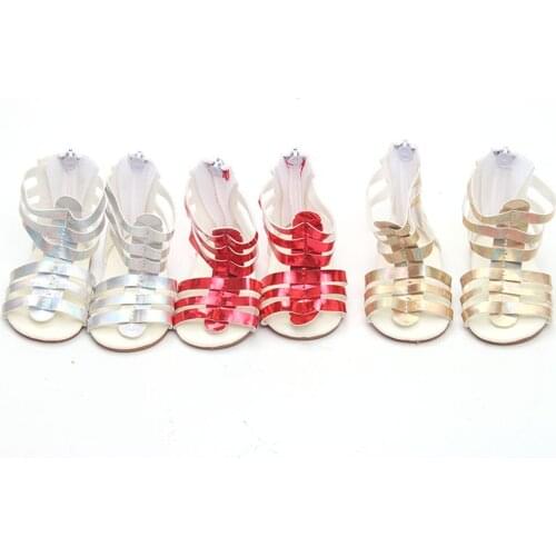 Summer New Pattern Fashion Bright Sandals Suit Fit 18 Inch American&43cm Baby New Born Doll Clothes Accessories Girls' Toys