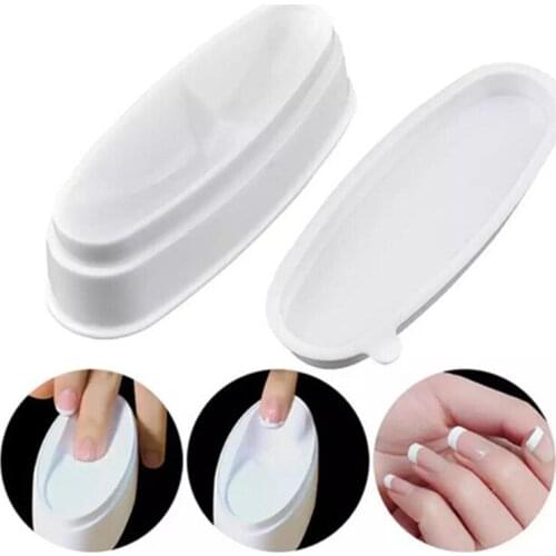 Nail Art Container Storage Box Case White French Smile Line Sculpture Tips Dipping Acrylic Powder Moulding Guides Tools Manicure