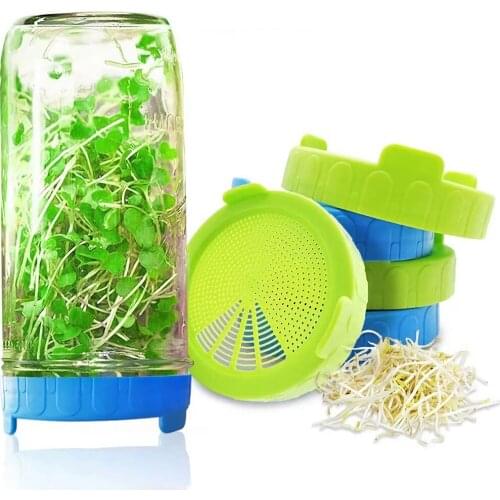 Sprouting Lid Seed Growing Fermentation Vegetable Sealing Lids Food Grade Mesh Sprout Cover Kit for Mason Jar