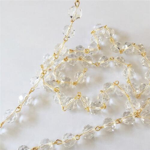Wholesales 10 meters crystal beads chains 32 faceted round beads with gold pin for home chandelier&lamp&lighting/wedding strands