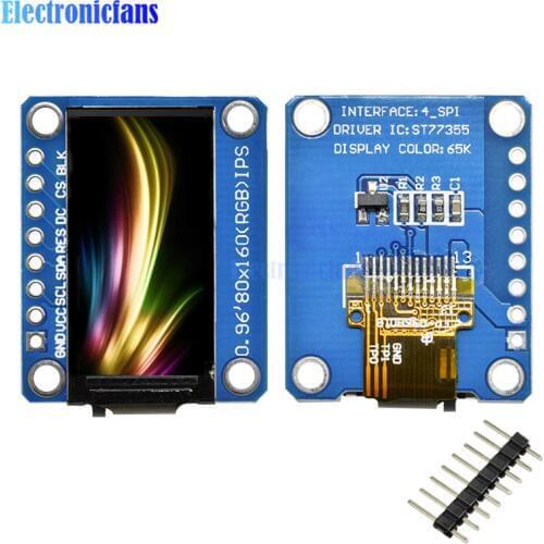 IPS 0.96 inch 80X160 IPS SPI HD 65K LCD Full Color Display LCD Module ST7735 Drive IC 80*160 3.3V SPI Interface (Not OLED)