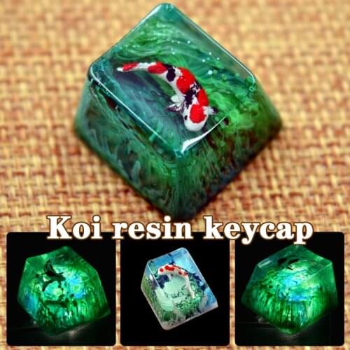 Scenery Koi Resin Keycaps For Cherry Mx Switch Mechanical Gaming Keyboard Keycaps Replace Hand Made Keycaps