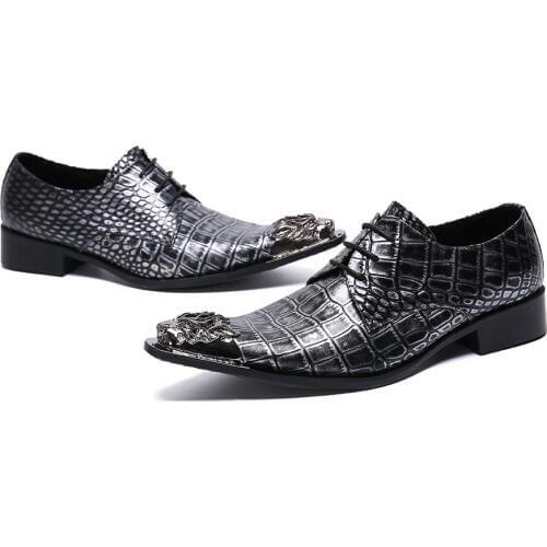 Italian Style Luxury Retro gentleman mens shoes Animal Grain Business Office Mens Dress Club Party Formal shoes men scarpe uomo