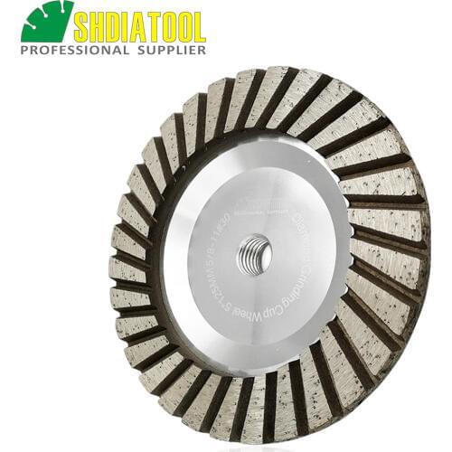 SHDIATOOL 1pc Dia 125mm Aluminum Based Grinding Cup Wheel 5/8-11 Thread 5inch Diamond Grinding Disc Lower Noise