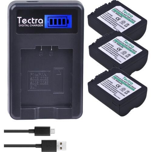 Tectra 3pc CGA-S006 DMW-BMA7 S006 CGR-S006E Camera Battery for Panasonic DMC FZ7 FZ8 FZ18 FZ28 FZ50 FZ30 L50+LCD Charger