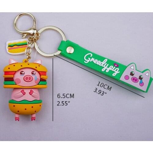 066F Cartoon Gourmet Pig Keychain Bag Decoration Pendant Car Key Ring Gift Kids Toy