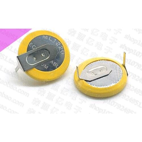 2PCS/LOT 3V Li-ion battery With feet ml1220 1220 rechargeable Battery 3V coin cell battery
