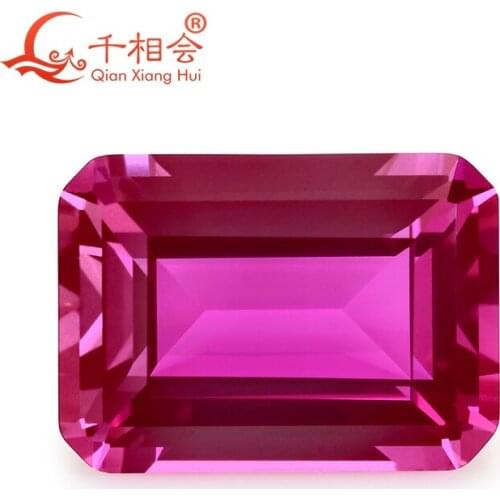 3# pink color ruby rectangle shape emerald cut artificial Sapphire corundum gem stone for jewelry making