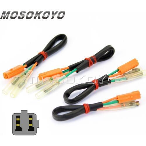 4pcs Turn Signals Wire Plug Adapters Indicator Cable Lead Connectors for Honda CBR250R CBR600F4 CBR900RR CBR954RR VT750 99-13