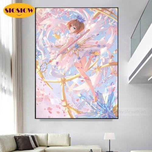 5D Diy Diamond Mosaic Embroidery Cartoon Girl Diamond Painting Card Captor Sakura Cross Stitch Full Square Drill Decor Home Room