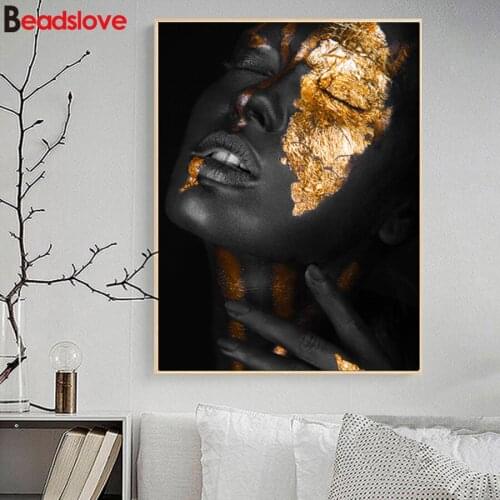 5d Diy diamond painting Black gold nude African art woman Full drill square diamond embroidery mosaic cross stitch kit decor new