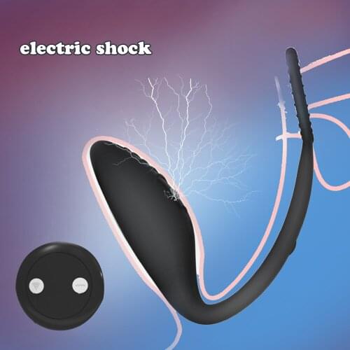 Electric Shock Anal Vibrator Man Prostate Massage Remote Control Vibrator Butt Plug Delay Ejaculation Ring Adult Sex Toy For Men