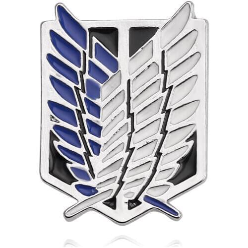 Anime Attack on Titan Cosplay Wings of Liberty Survey Corps Logo Cosplay Metal Brooch Pendants