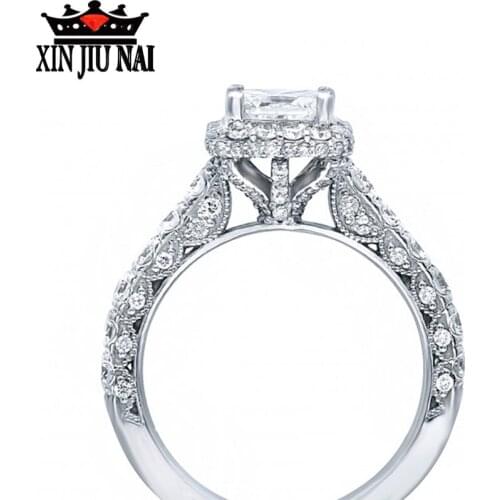 925 sterling silver Openwork flowers full of stars ring for women Europe inlaid zircon Princess Court Crown Vintage Diamond Ring