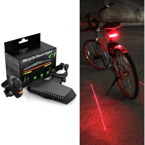 Wireless Bicycle Light USB Rechargeable Bicycle Lamp Rear Head Tail Light Led Turn Signal ABS Smart Rear Laser Light Accessories