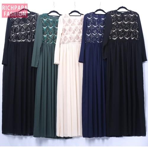 Sequin Abaya Dubai Muslim Hijab Dress Kaftan Turkish Islamic Clothing Jilbab Robe Femme Musulman Abayas For Women Caftan Dresses