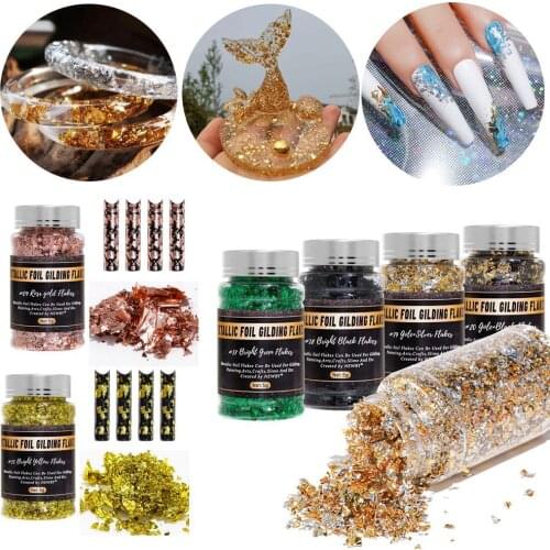 5g Shiny Gold Leaf Flakes Sequins Glitters Confetti For Painting Arts Nail Art Foil Decorative Paper Resin Mold Filling Material