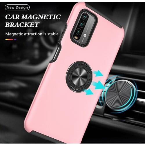 Metal Ring Stand Armor Case For Xiaomi Redmi Note 9 Pro Max 9S 9A 9C Prime Shockproof Bumper Phone Cover