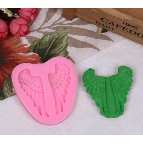 DIY Cake Molds Silicone 1 Pair Of Angel Wings Shape Freeze Tools Cupcake Topper Fondant Sugar Candy Chocolate Moulds Kitchen SN