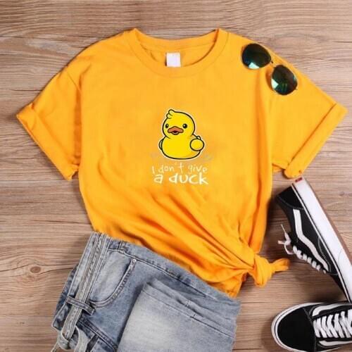 2020 Summer Duck Print T Shirt Women Cotton O Neck Short Sleeve Women TShirt Funny Femme T-shirts Casual Mulher Camisetas Loose