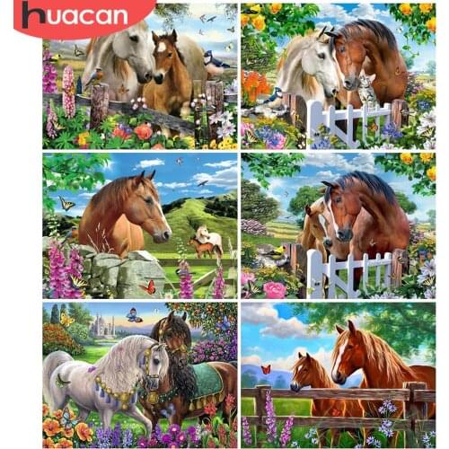 HUACAN Diamond Painting Horse Full Square New Arrival Diamond Embroidery Animal Diamond Mosaic Rhinestone Kit Home Decor