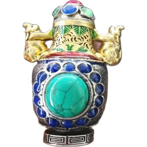 China Old National Style Old Tibetan Silver Snuff Bottle