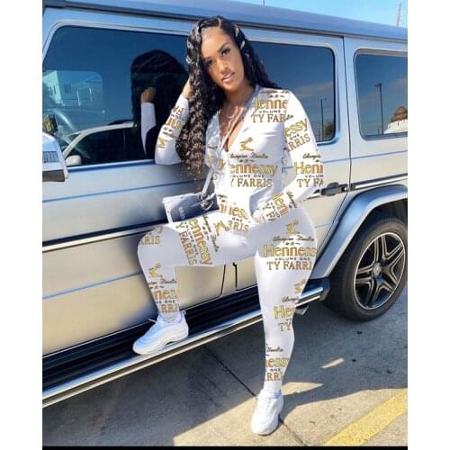 TNNAOFF Aesthetic Letter Print Two Piece Tracksuits Women Set Long Sleeve Zip Coats Fashion Sweatpants Lounge Wear Matching Set