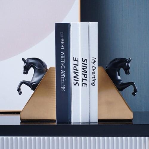 Creative High Quality Retro Horsehead Crafts Resin Thinker Sculpture Horse Bookend Study Office Bookshelf Home Decoration