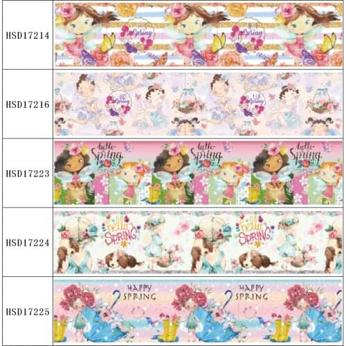 HSDCraft Free shipping 25MM 38MM 75MM Heat Transfer Printed Grosgrain ribbon for diy hair bow