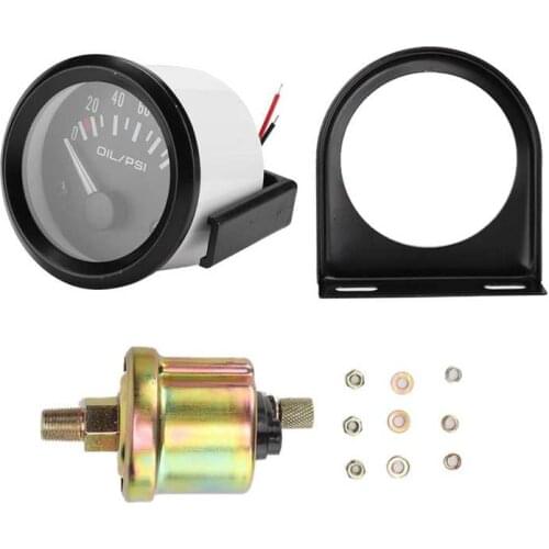 52mm/2in 12V Universal Car Electromagnetic Oil Pressure Gauge Indicator Auto Modified Meter