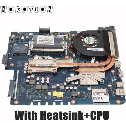 NOKOTION QBL60 LA-7552P Laptop Motherboard For ASUS K53TA K53TK X53T K53T MAIN BOARD HD 6630M 1GB With CPU+Heatsink