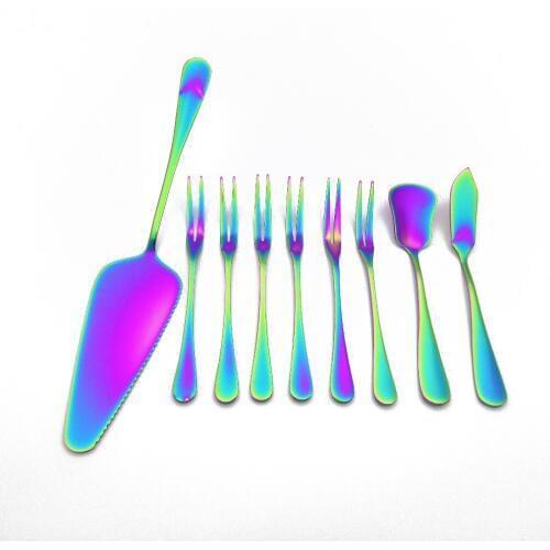 Stainless Steel Knife Butter Scoop Shovel Flatware Set Fruit Fork Dinnerware For Cake And Fruit Cake Dessert Cutlery 9pcs/set