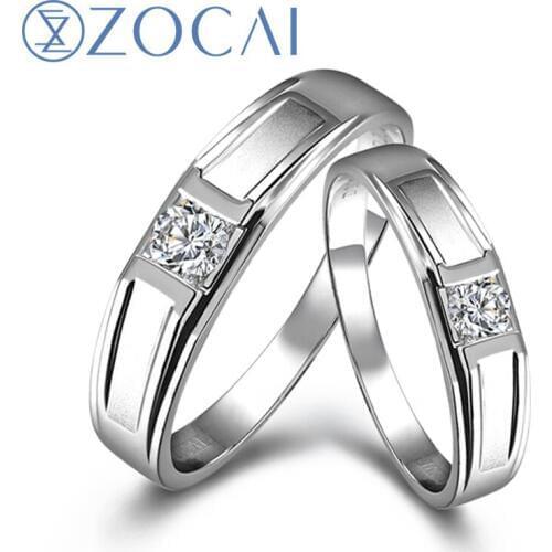 ZOCAI Commitment 0.27 CT in Total Diamond Wedding Bands Ring H / SI Diamond His and Her 18K White Gold (Au750) Q00082_4