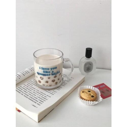 Simple Letter Glass Cup with Handle Heat Resistant Tea Coffee Mug With Handle Portable Transparent Beer Mug Whiskey Glass Cup