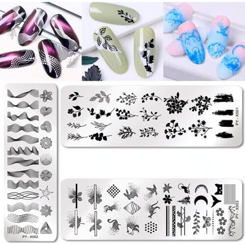 Nail Art Stainless Steel Printing Templates Blue Film Steel Plate Geometric Flower Painting Stamping Template Nail Decor Tools