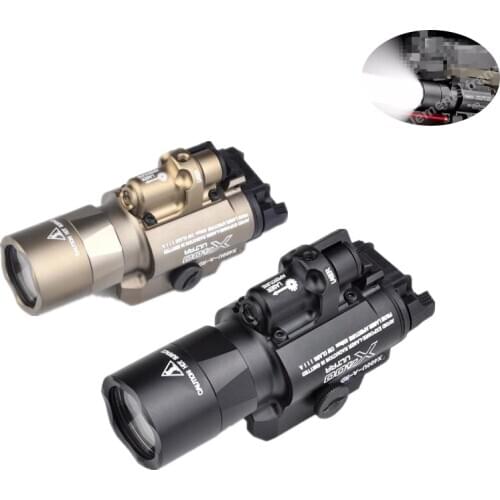 Airsoft Surefir X400 Ultra Flashlight Red Laser 20mm Picatinny Weaver Rail Mount 450 lumen X400U Tactical Gun Light