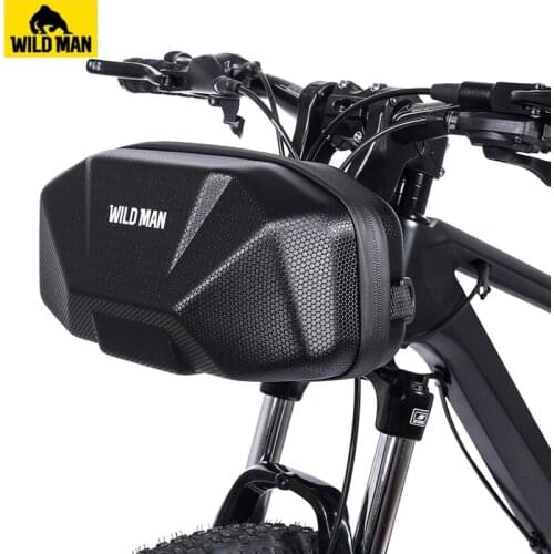 WILD MAN Rainproof Bicycle Handlebar Bag Big Capacity Bike Head Bag EVA Hard Shell Cycling Front Bag 3.5 L Bike Accessories