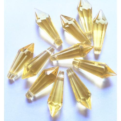 Sparkle 300PCS 36mm faceted Yellow Crystal Glass chandelier trimming Prisms for garland Pendant Wedding party venue decoration