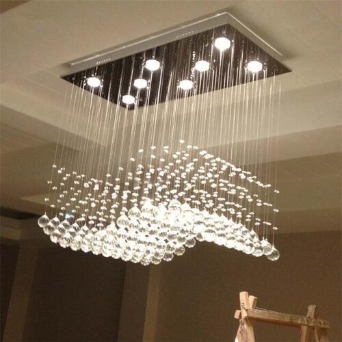 Led Rectangle restaurant chandelier lighting Crystal creative personality modern simple bar decorated Chandelier lustre