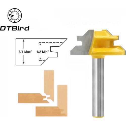 45 degree 1/4-Inch Shank Carbide alloy T-shape Tongue and Groove Router Bit Set Wood Milling Cutter Woodworking Tool
