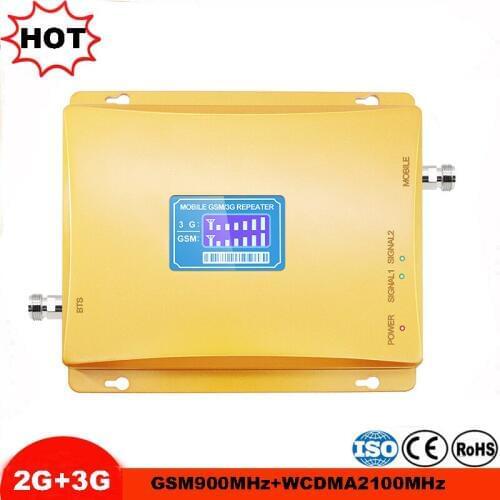 75dB LCD Display repeater GSM 900 mhz Dual Band Repeater 900 2100Mhz cellular signal booster UMTS Cell Phone Amplifier