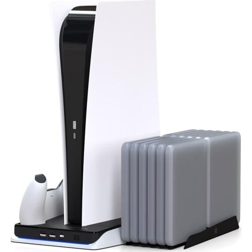 For PS5 Dual Controller Charger Console Vertical Cooling Stand Fast Charging Station LED Fan For SONY Playstation5 Disc/Digital