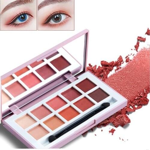 High Quality 10 Colors Makeup Eyeshadow Palette Matte Pearl Flicker Smoky Eye Shadow in One Palette Blush Makeup Set for Beauty