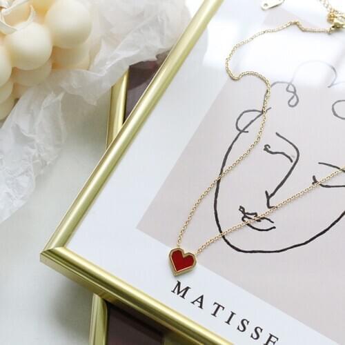 Japanese geometric hearts love necklace clavicle chain titanium steel plating 18K gold wholesale