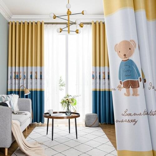Cartoon Little Bear Blackout Curtain For Kids Room Children Curtains For Baby Boys Child Bedroom Living Room Window
