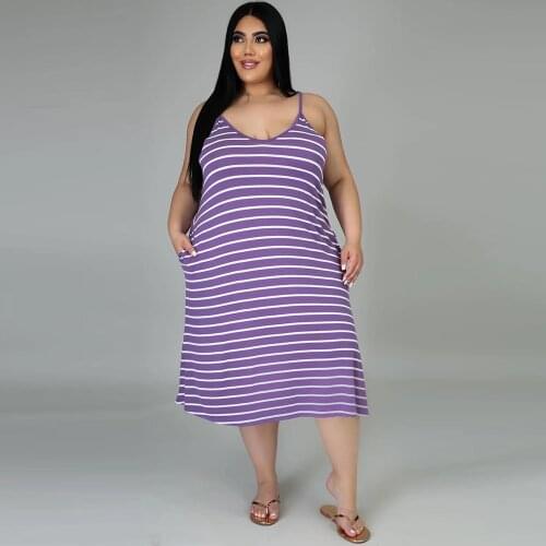 Striped Print Wide Loose Large Size Ladies Dress L-5XL Plus Size Low Neck Short Sleeve Dresses Female Elegant Clubwear Vestidos
