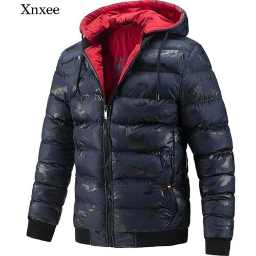 Winter Cotton-Padded Jacket Casual Mensclothes Korean Style Double-Sided Wear Fashionable Hooded Mens Camouflage Cotton-Padde