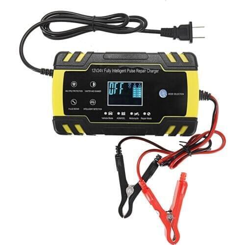 12/24V 8A/4A Touch Screen Pulse Repair LCD Battery Charger For Car Motorcycle Lead Acid Battery Agm Gel Wet
