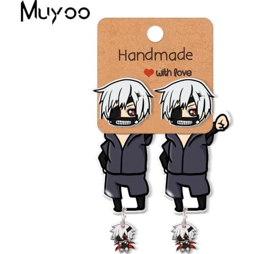 2021 New Anime Tokyo Ghoul Kaneki Characters Epoxy Acrylic Earrings Handcraft Stud Earrings
