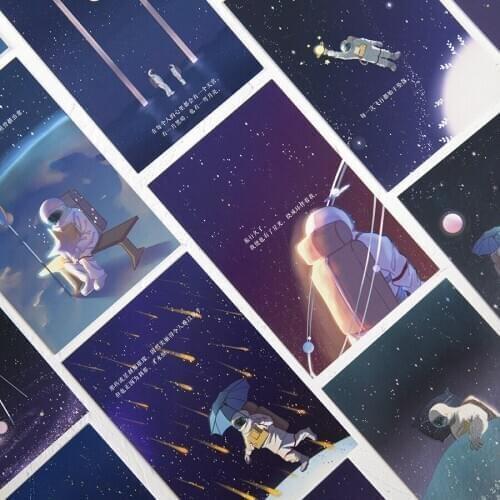 30 Sheets/Set Starry Sky Luminous Postcard Astronaut Dream Greeting Card Birthday Letter Gift Card